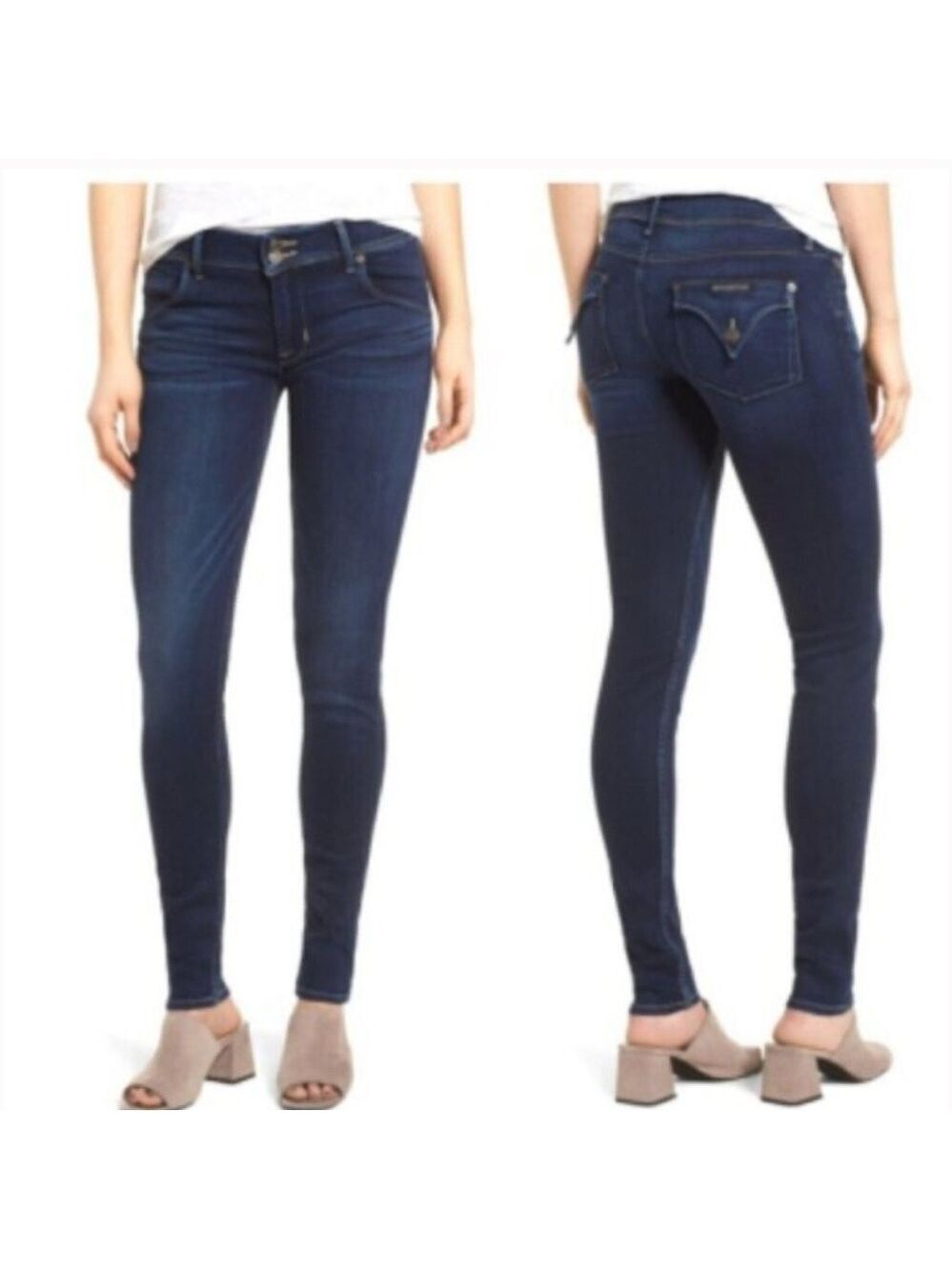 Hudson jeans collin mid rise skinny jeans shade A blue Wash Y2K Streetwear 26